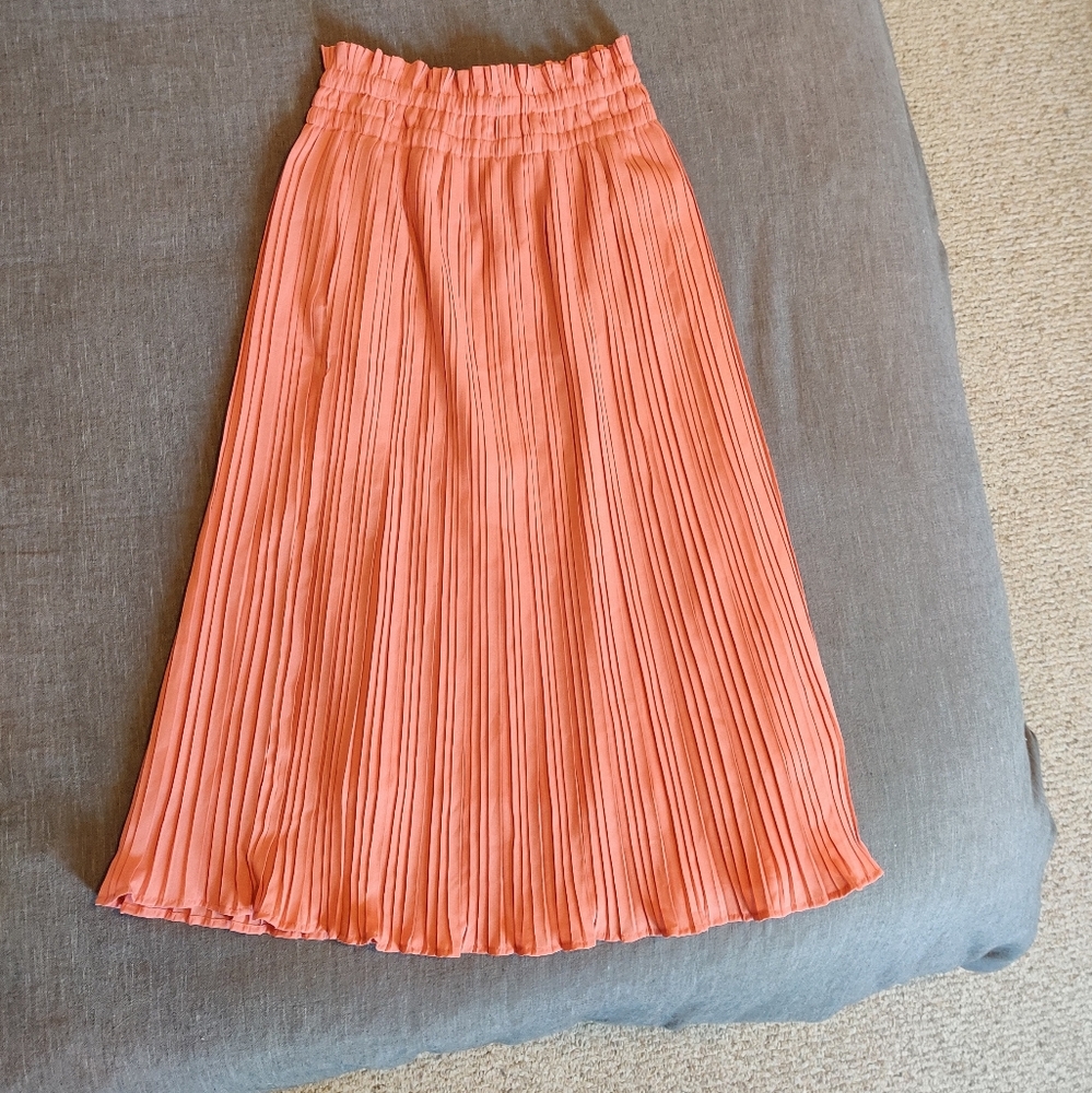 Coral Pleated midi Skirt